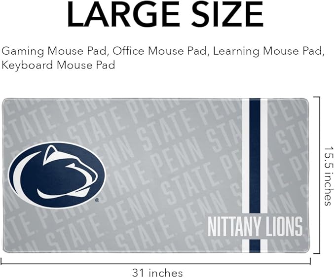 Pennsylvania State University Nittany Lions Mascot Large Gaming Mouse Pad Desk Mat with Stitched Edges Non-Slip Base for Gamer Home and Office 31.5 x 15.7