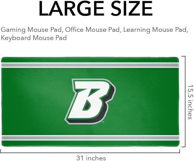 Binghamton University Bearcats Primary Logo Stripes Large Gaming Mouse Pad Desk Mat with Stitched Edges Non-Slip Base for Gamer Home and Office 31.5 x 15.7