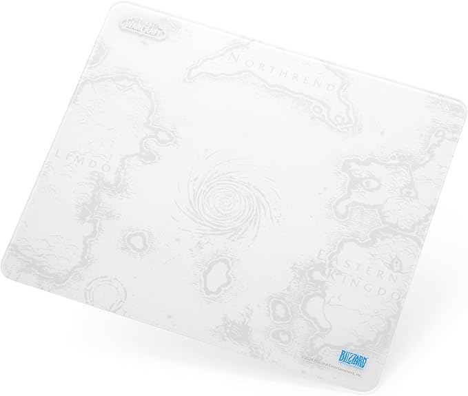 Blizzard Official Gaming Mouse Pad of WowTempered Glass MaterialOffice &amp HomeNon-Slip Rubber Base Special Glass Surface for Top Accuracy and SpeedEasy to Clean13.8in*11.8in (The Azeroth Whit