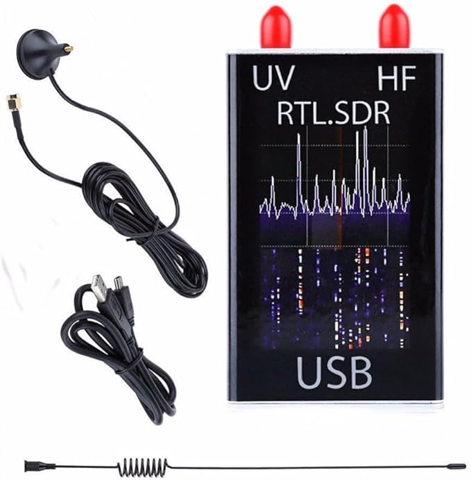 For RTL-SDR USB Tuner Receiver with R820T2+RTL2832U Chipset 100 kHz–1.766 GHz Wideband Coverage for Ham Radio Spectrum-Analysis NOAA Weather Satellites FM/DAB/AM/VHF/UHF Reception