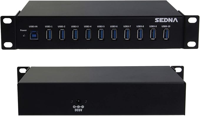10 Port USB 3.1 Gen I Hub (5Gbps) - 10 Inch 1U Rack Mount