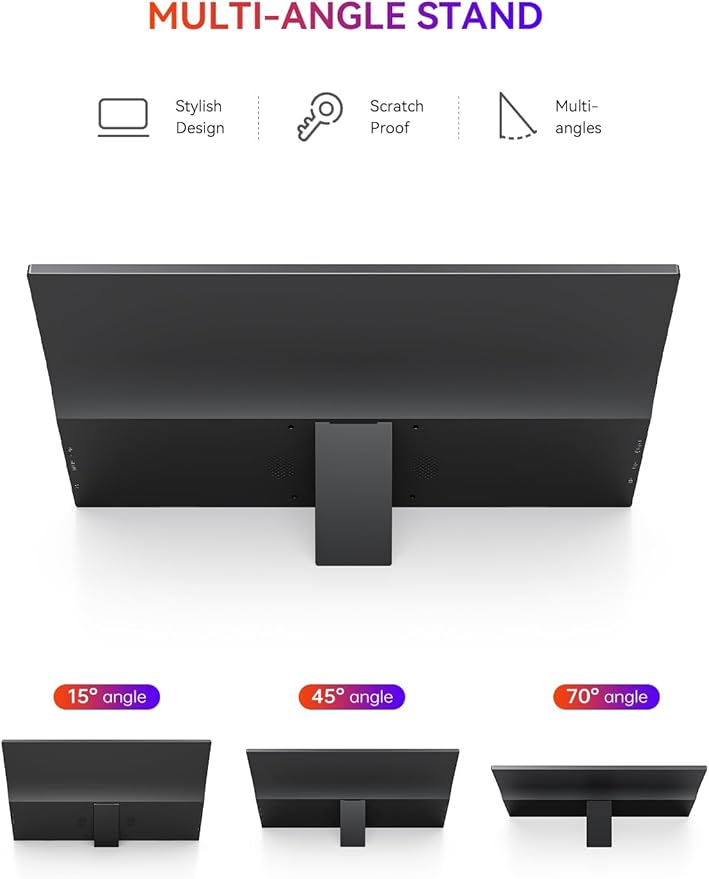 UPERFECT Portable Monitor 15.6 125% sRGB 1080P Ultra-Slim Travel Monitor USB C HDMI Plug &amp Play IPS Gaming Monitor Built-in Stand Dual Speakers External Screen for Laptop Phone Game Console