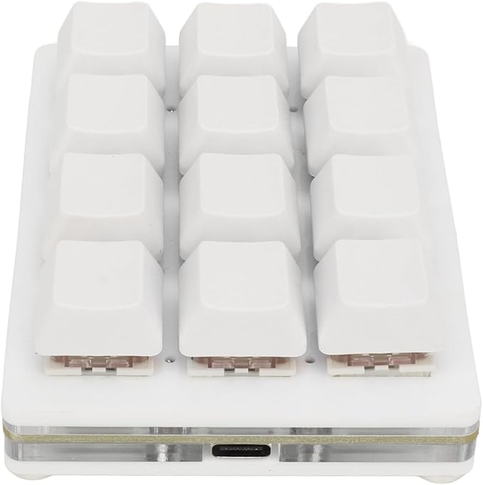 ZJchao Mechanical Gaming Keyboard Hot Swappable Mini LED Keypad Key 12 Red Switch White