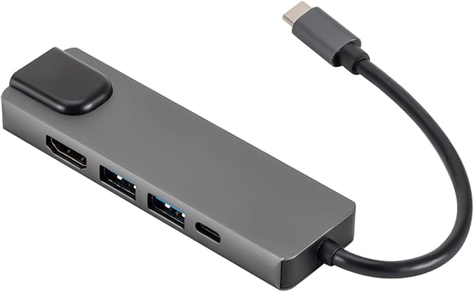 Sahara 5-in-1 USB-C Hub with Ethernet – Multiport Adapter with 4K HDMI USB 3.0/2.0 100W PD Charging and RJ45 – Compatible with MacBook Chromebook and PC