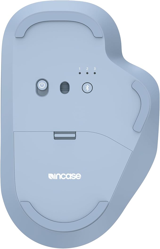 Incase Bluetooth Ergonomic Mouse – Designed by Microsoft – Two Thumb Buttons Easy to Grip Thumb Rest Precision Tracking Connects 3 Devices 15 Month Battery Life PCs/Laptops (Pastel Blue)