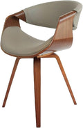 Adjustable Office Computer Chair with Armrest Dining Chair Kitchen Furniture Chairs Home Solid Wood Leather Balcony Writing(Leather Walnut Grey)