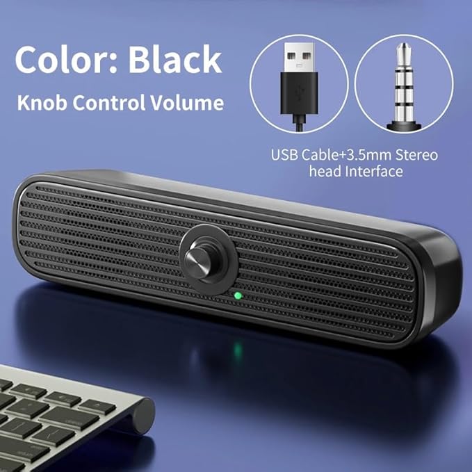 JSEIAJB Surround Desktop PC Speaker Home Stereo 3.5Aux Soundbar System Computer TV Phone HiFi Subwoofer Wired
