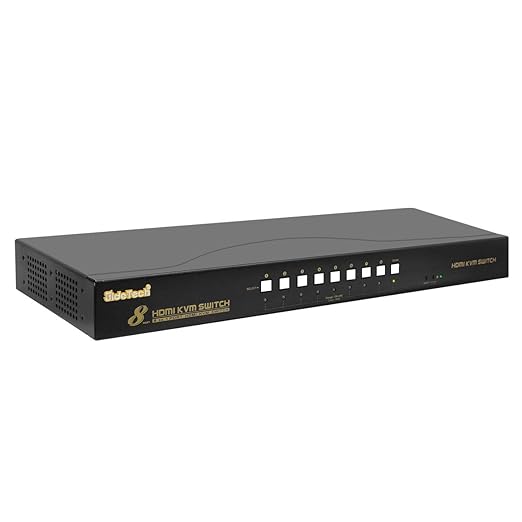 JideTech HDMI USB KVM Switch 8 Port Up to 4K@30Hz Resolution with USB 2.0 Hub Support Hotkey Mouse Switching for Linux Windows Mac Unix