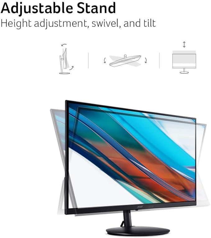 acer SH242Y G0bih 23.8 IPS Full HD Ultra-Thin Monitor Adaptive-Sync 120Hz 1ms VRB Adjustable Stand HDMI VGA (Renewed)