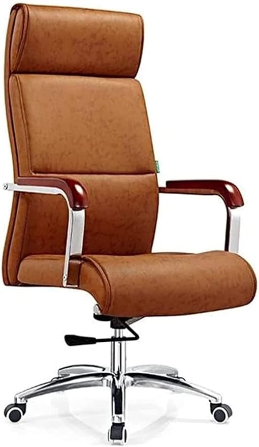 Office Brown Office Chair Computer Chair Leather Rotating Table and Chair Lift Gaming Chair Backrest Work Chair Game Seat Chair (Size:Free SizeColor:Brown)