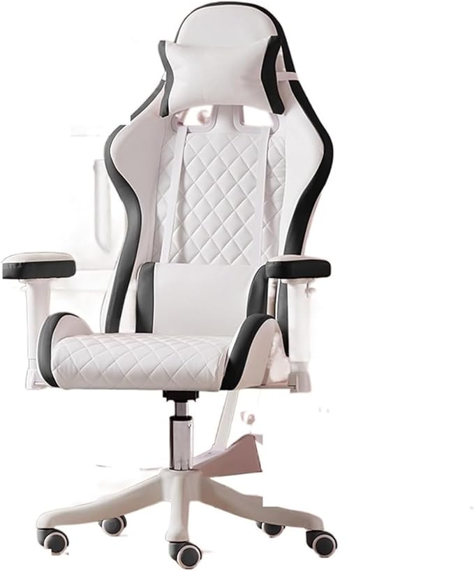 Computer Chair Chairs Gaming Chair Ergonomic Leather Chair Home Office Comfortable Game Swivel Chair Gamer Live Computer Chair Chair (Color : White and Black)