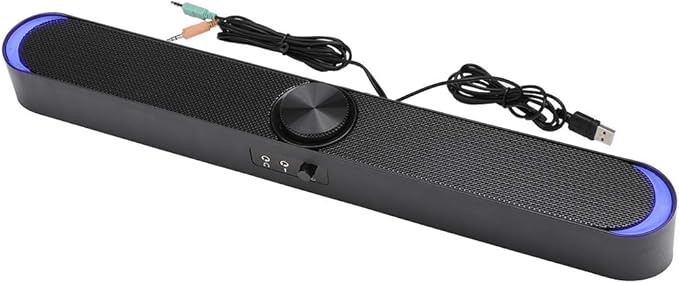 Desktop Speakers 15° Bevel Design 3.5mm Jack Wired Mini Computer Speaker with Double Sound Guiding Holes (Black)