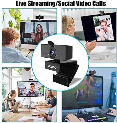 NexiGo 1080P Webcam Kits N660 FHD USB Web Camera with Privacy Cover Upgraded Video Conference Lighting Extendable Tripod Stand for Zoom/Skype/Teams