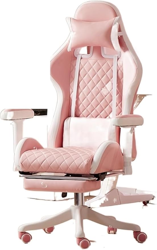 Computer Chair Chairs Gaming Chair Ergonomic Leather Chair Home Office Comfortable Game Swivel Chair Gamer Live Computer Chair Chair (Color : Pink Pedal)