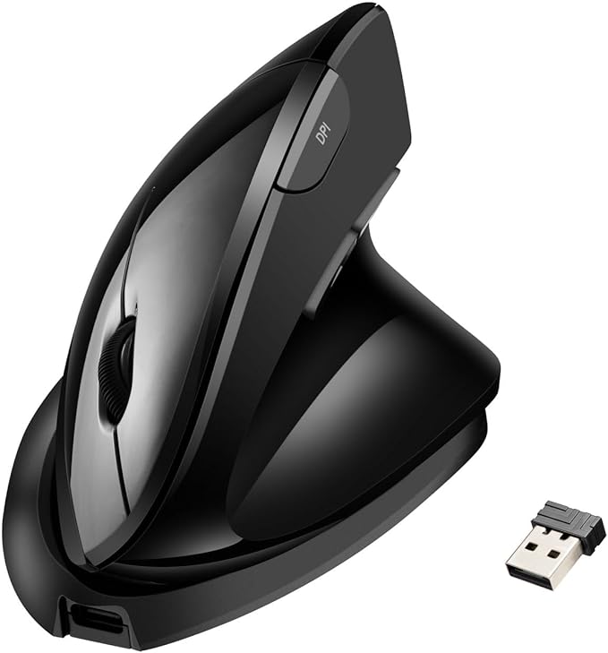 Adesso iMouse V30 Wireless Adjustable Vertical Ergonomic Mouse with Customizable Angles and DPI Switch - Reduces Wrist Strain 2.4GHz USB Receiver Made in Taiwan TAA-Compliant