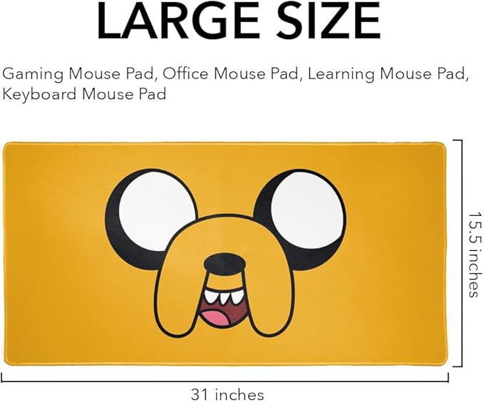 Adventure Time Jake Head Large Gaming Mouse Pad Desk Mat with Stitched Edges Non-Slip Base for Gamer Home and Office 31.5 x 15.7
