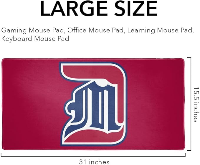 University of Detroit Mercy Titans Primary Logo Large Gaming Mouse Pad Desk Mat with Stitched Edges Non-Slip Base for Gamer Home and Office 31.5 x 15.7