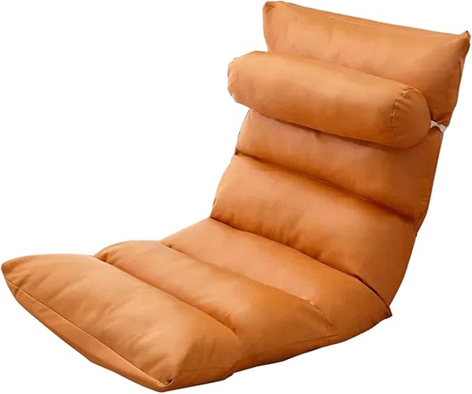 Lazy Sofa Floor Chair 5 Gears Adjustable High Back Technology Cloth Fabric Lounge Chair for Adults Video Gaming Perfect for Meditation Reading (Color : Orange)