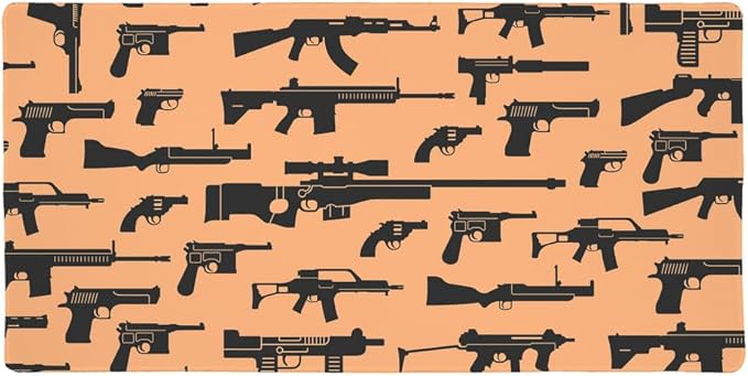 Tons of Guns Pattern Large Gaming Mouse Pad Desk Mat with Stitched Edges Non-Slip Base for Gamer Home and Office