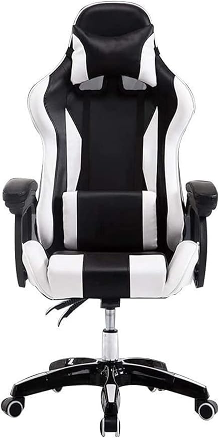 Chair E-Sports Chair Ergonomic Office Chair Swivel Leather Table and Chair High Back Multifunctional Gaming Chair (Color : Black White)