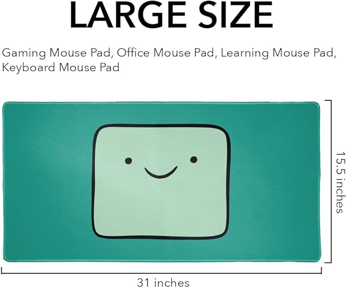 Adventure Time BMO Head Large Gaming Mouse Pad Desk Mat with Stitched Edges Non-Slip Base for Gamer Home and Office 31.5 x 15.7