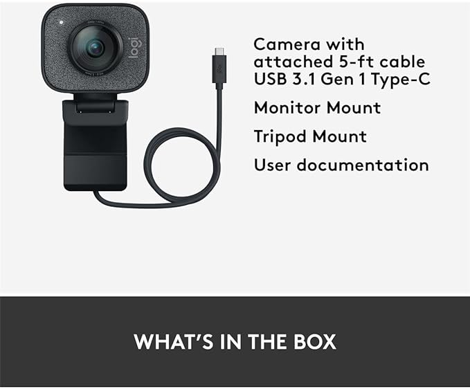 Logitech StreamCam Plus Webcam with Tripod Mount (Graphite)