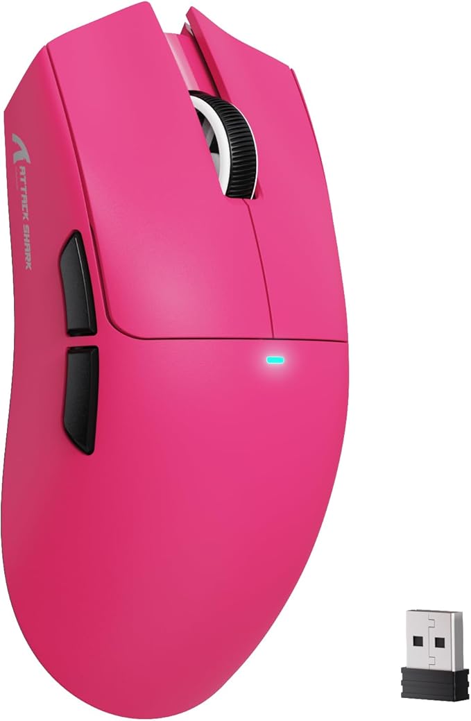 MAMBASNAKE Attack Shark X11SE Lightweight Wireless Gaming Mouse Tri-Mode 2.4G/USB-C Wired/BT 22K DPI PAW3311 Optical Sensor 59g 5 Programmable Buttons 300mAh Battery for PC/Mac((Berry Red)