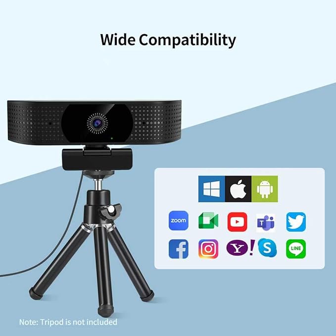 1080P Wireless Webcam for PC Webcam with Noise-reducing Mic 92°FOV360° Rotation Plug and Play Wireless Camera Works with Skype Zoom for indoor and outdoor Conference meetings video calls