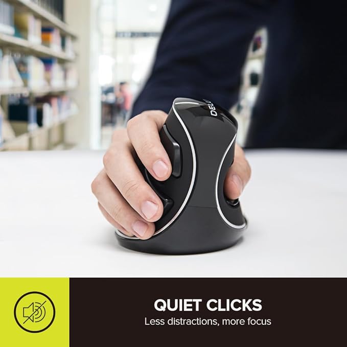 DELUX Ergonomic Vertical Mouse Wireless Ergo Mouse for Large Hands 2.4G Connection Silent Clicks Up to 1600 DPI6 Buttons Removable Wrist Rest Compatible with Laptop/PC (M618Plus Wireless-Black)