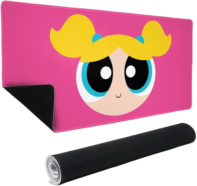 Powerpuff Girls Bubbles Head Large Gaming Mouse Pad Desk Mat with Stitched Edges Non-Slip Base for Gamer Home and Office 31.5 x 15.7