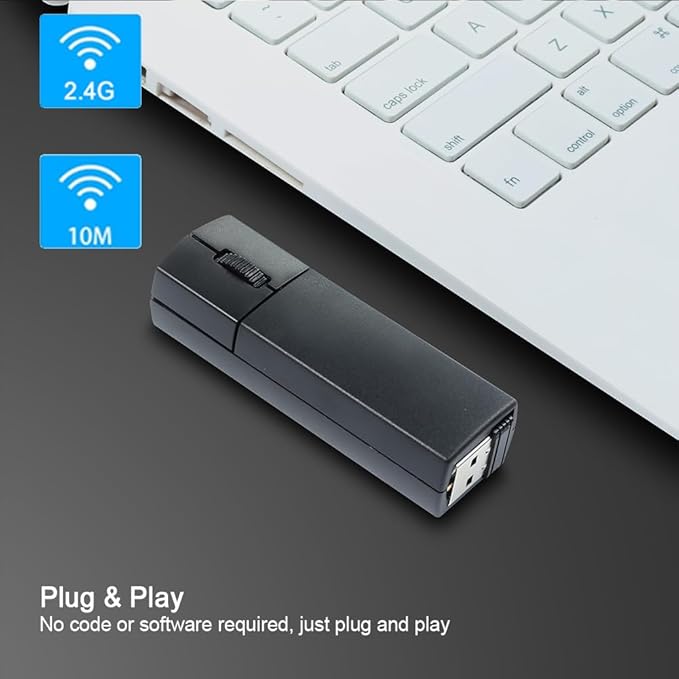 Wireless Mini Rechargeable Travel Mouse 2.4G Ultra Slim Portable Mouse with Receiver Storage for Laptop/PC/Mac - Black