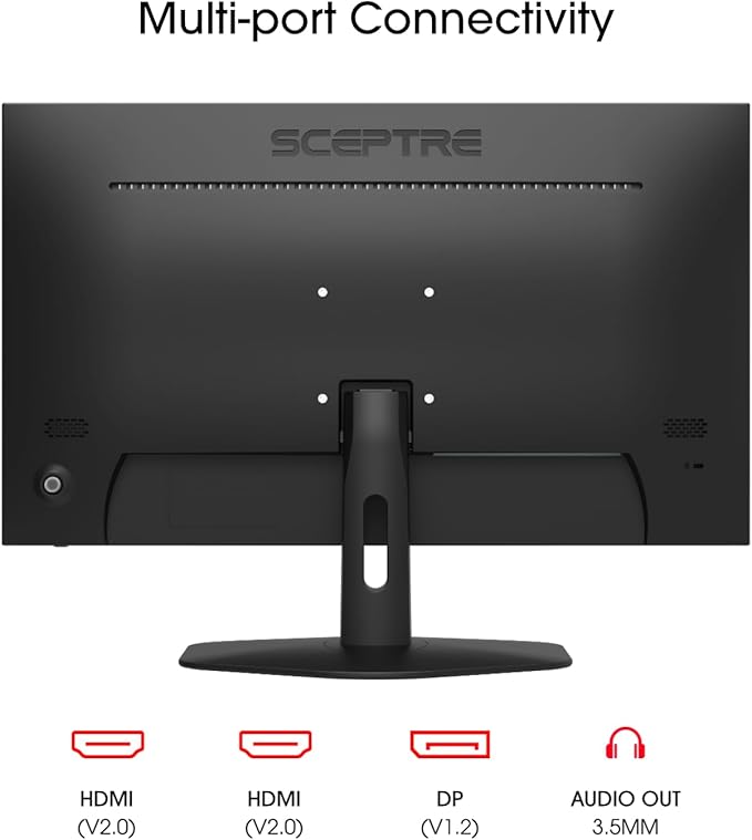 Sceptre New 24-inch Gaming Monitor 100Hz 1ms DisplayPort HDMI x2 100% sRGB AMD FreeSync Build-in Speakers Eye Care Frameless Machine Black 2025 (E248W-FW100T)