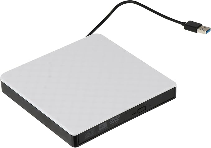 External DVD Drive USB 3.0 Burner Portable CD DVD ROM Rewriter for Laptop Desktop White USB Optical Disk Drive Compatible with Windows