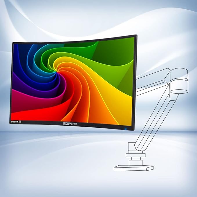 Sceptre Curved 24-inch Gaming Monitor 1080p 98% sRGB HDMI x2 VGA Build-in Speakers Machine Black