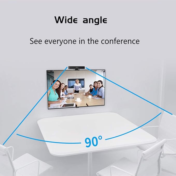 JACKLY Conference Room Camera with Microphone and Speaker Wide Angle USB Video Conference Camera for Mac PC Laptop Desktop (Black with Inverted Phase)