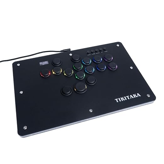 TIKITAKA Arcade Stick Deluxe16B All-Button Gamerfinger with Premium nylon keycaps &amp matte finish panel &amp Turbo FunctionsArcade Controller Street Fight for PC/Ps3/Ps4/Switch/Steam