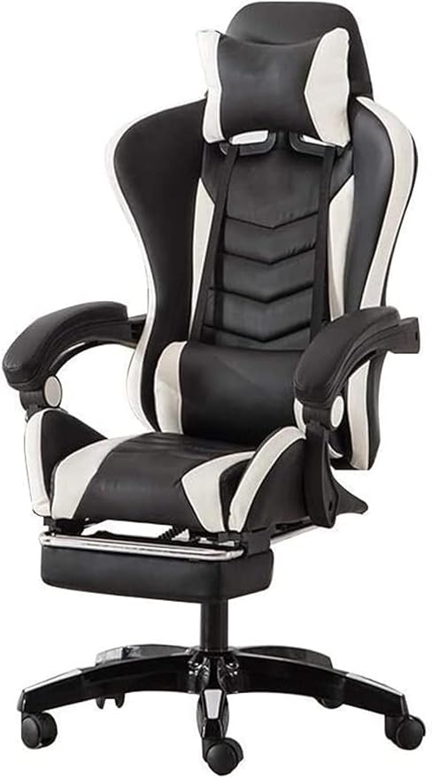 Office Chair E-Sports Chair Ergonomic Racing Swivel Chair high Back Gaming Chair with Footstool Office Chair Computer Chair Chair (Color : Black) Needed