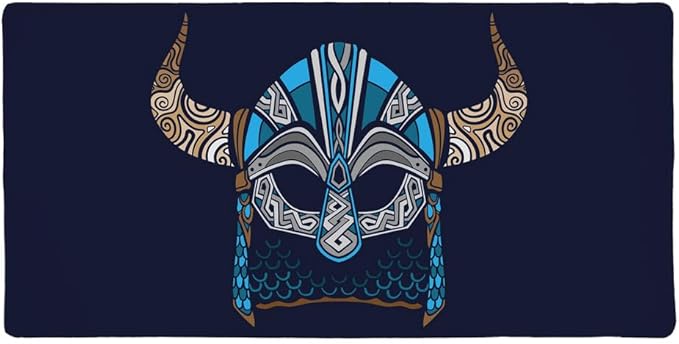 Nordic Viking Warrior Helmet with Horns Large Gaming Mouse Pad Desk Mat with Stitched Edges Non-Slip Base