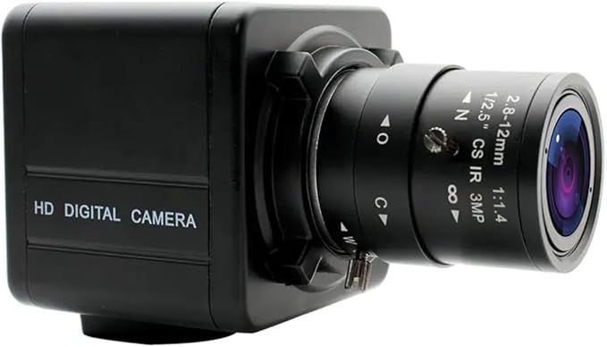 3MP Industrial Camera with 50mm 60mm 100mm 1 CS Mount Manual Iris Lens for Home Surveillance Live Streaming Webcam