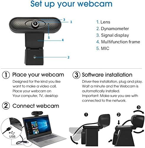 Computer Camera Webcam 1080p Pc High Definition Computer Cameras with Built-in HD Microphone for Online Teaching Live Broadcast