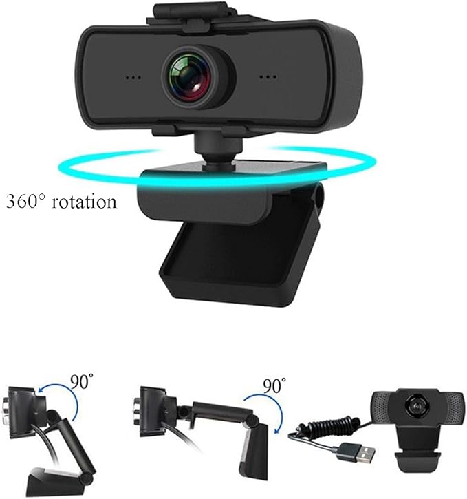 GIZNXBA Webcam 2K Built-in Microphone/Privacy Cover Plug and Play USB Computer Camera High-Precision Autofocus Streaming Webcam for Desktop Computer/PC for Laptop