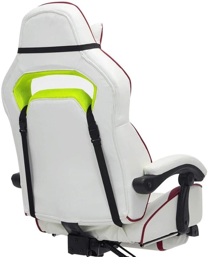 Ergonomic Racing Office Gaming Chair with Footrest Lumbar Cushion Reclining Back PU Leather Swivel Base(Type K)