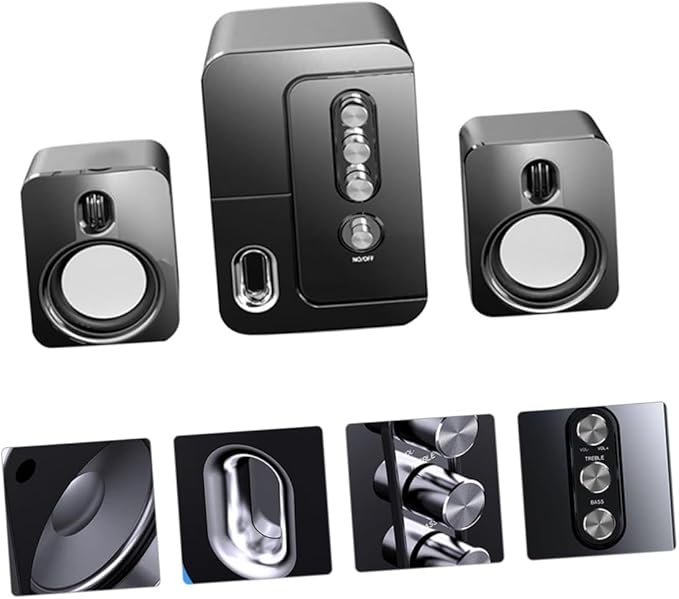 USB Laptop Computer Desktop Speaker with 3D Surround Sound and Deep Bass Portable USB-Powered Music Speaker for Home and Office Use Black