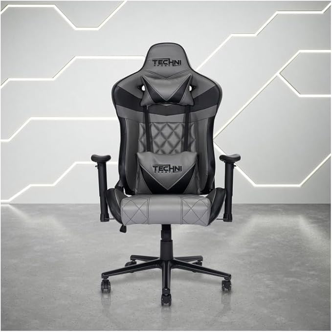 Maykoosh Gaming Chair XL Ergonomic - Adjustable Height Recline &amp Memory Foam - Grey