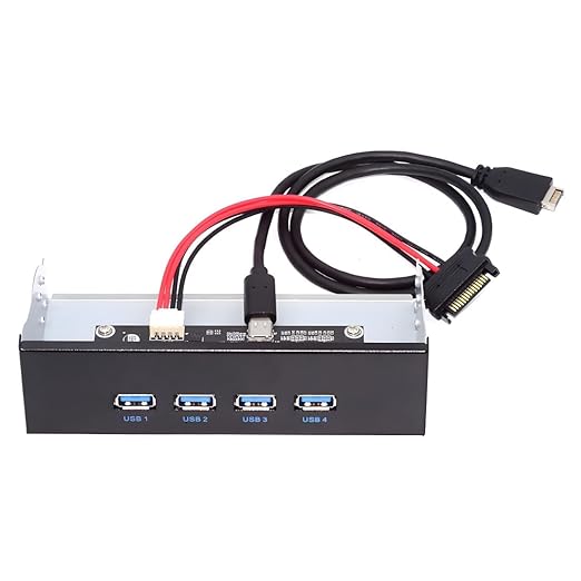 ChenYang 4 Ports USB 3.1 Type E Front Panel Header to 4 USB 3.0 Hub Port Multiplier Adapter with SATA Power Cable for 5.25 Inch Optical Drive Bay Panel
