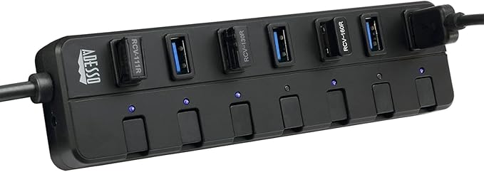 Adesso 7-Port USB 3.0 Hub with Individual Power Switch &amp Power Adapter