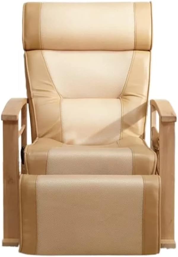 Office Chair Gaming Chair Computer Chair Height Adjustable Leather Recliner with Pull Out Stool Living Room Reclining Sofa Chair Armchair Furniture (Color : Beige Size : M)