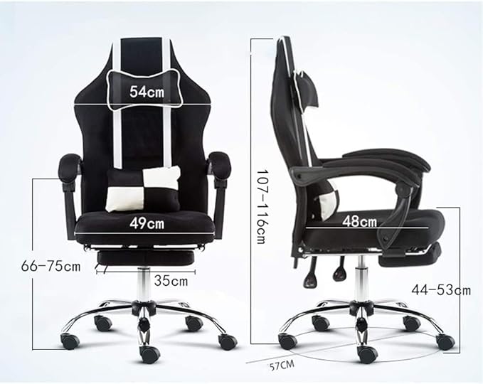 Chair Computer Chair Lift Swivel Chair Office Chair High Back Reclining Chair with Footstool Ergonomic Gaming Chair (Color : Black)