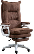 REMYS Home Office Chair Executive Office Chair Double Thickening Design Home Office Chair Tilt 140° with footrest and backrest Fabric Racing Game Chair (Color : Brown)