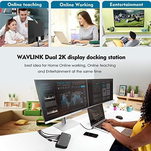 Case of 5 WAVLINK USB 3.0 Universal Laptop Docking Station Dual Display with HDMI &amp DVI/VGA with Gigabit Ethernet 6 USB Ports Audio for Laptop Ultrabook and PCs More Efficient Home Office